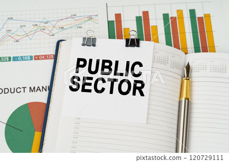 On the business charts is a notepad with the inscription - Public Sector 120729111