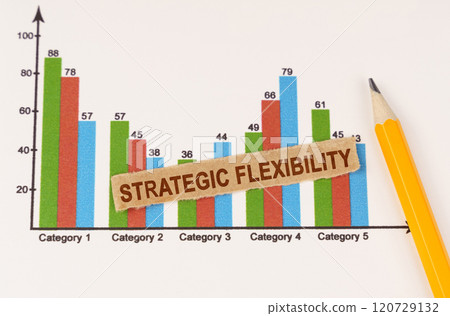 On the business chart lies a pencil and a strip of paper with the inscription - Strategic Flexibility On the business chart lies a pencil and a strip of paper with the inscription - Strategic Flexibility 120729132