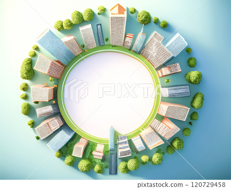Miniature city image material with copy space in the center 120729458