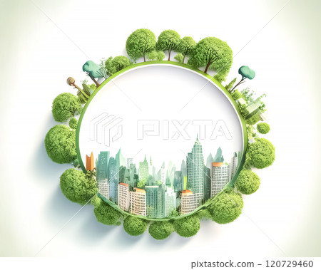 Miniature city image material with copy space in the center 120729460