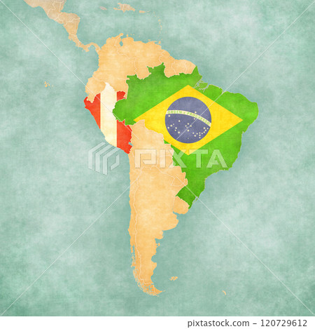 Map of South America - Brazil and Peru 120729612