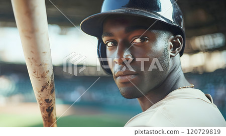 Image of a black baseball batter 120729819
