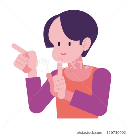 Illustration of a woman pointing at something 120730002