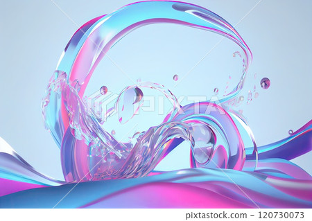 Transparent abstract glass. Curved wave ribbon in motion. 120730073