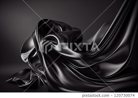 Abstract background. Black flying silk. Fabric in the wind. Cloth Wallpaper. 120730074