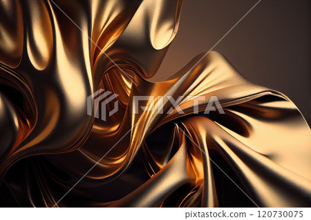 Abstract background. Gold flying silk. Fabric in the wind. Cloth Wallpaper. 120730075