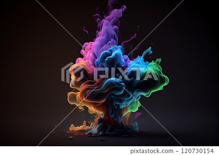 Colorful smoke on dark background. Generative Ai 120730154