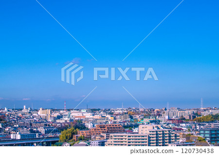 Yokohama cityscape in Japan, overlooking Tama Plaza Station and other areas = November 27, 2024 120730438