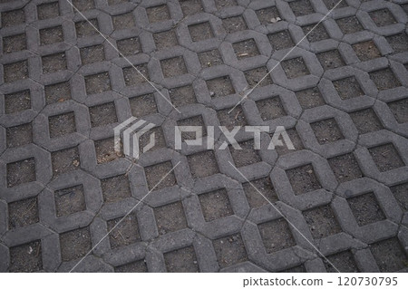 The visually striking Geometric Paved Surface featuring unique Square Patterns is remarkable 120730795