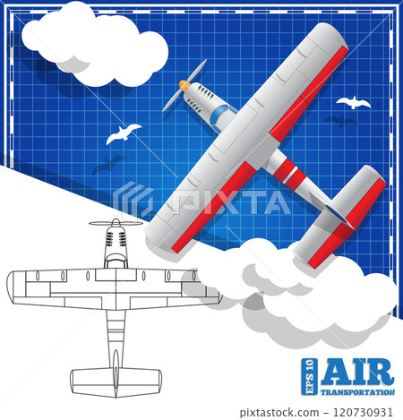 Private plane. View from above. Vector illustration. 120730931