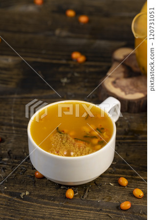 green hot tea with sea buckthorn and orange 120731051