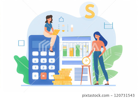 Family budgeting and expense tracking, couple managing finances, flat vector illustration Family budgeting and expense tracking, couple managing finances, flat vector illustration 120731543