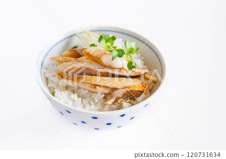 烤阿特卡鯖魚和米飯 120731634