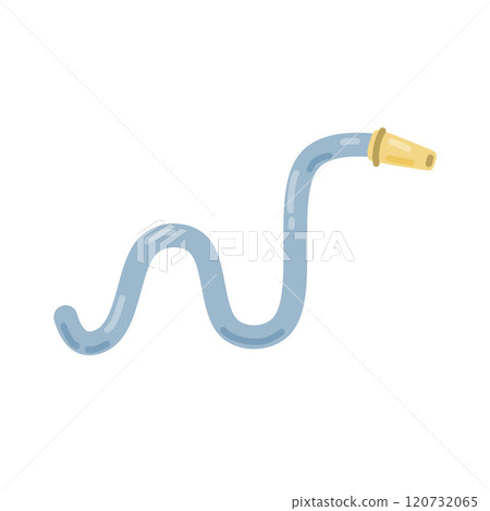 Hose. Jet of water. Fire fighting and watering of lawn. Grey tube. Flat cartoon illustration 120732065