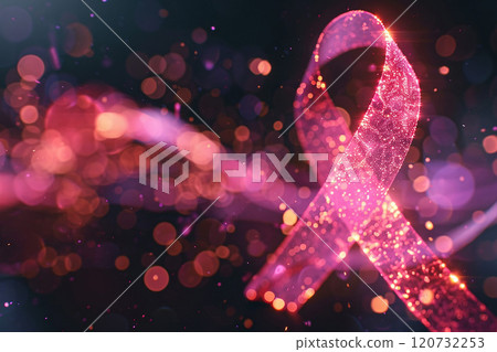 3D animation render of a pink ribbon with... - Stock Illustration ...