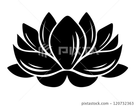 Lotus flower in black on white background not IA 120732363