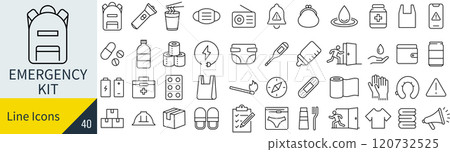 與防災用品相關的圖標集 與防災用品相關的圖標集 120732525