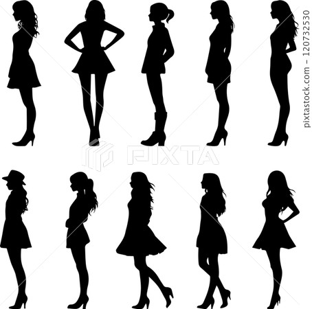 Female full body silhouette set 120732530