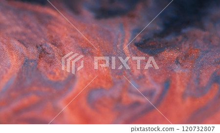 Bubble flow texture. Glitter moisture fluid. Blur fluorescent red color gradient shiny paint flood wave on dark abstract art background. Bubble flow texture. Glitter moisture fluid. Blur fluorescent red color gradient shiny paint flood wave on dark abstract art background. 120732807