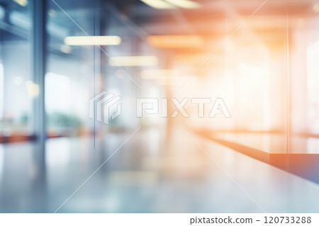 A blurred, unoccupied open-space office with abstract light bokeh, presenting a versatile interior backdrop for design purposes. Created with generative AI tools A blurred, unoccupied open-space office with abstract light bokeh, presenting a versatile interior backdrop for design purposes. Created with generative AI tools 120733288