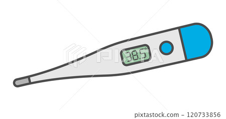 Thermometer icon symbol shape.  Medical digital thermometer for fever measurement diagnostic logo sign. Vector illustration image. Isolated on white background. 120733856
