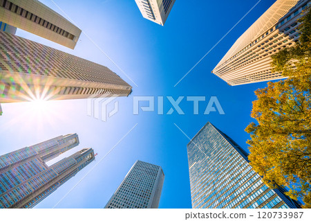 Tokyo cityscape in Japan: A ray of hope...Autumn. View of Tokyo Metropolitan Government Building, Shinjuku Keio Plaza H, Shinjuku Sumitomo Building, etc. = November 22nd Tokyo cityscape in Japan: A ray of hope...Autumn. View of Tokyo Metropolitan Government Building, Shinjuku Keio Plaza H, Shinjuku Sumitomo Building, etc. = November 22nd 120733987