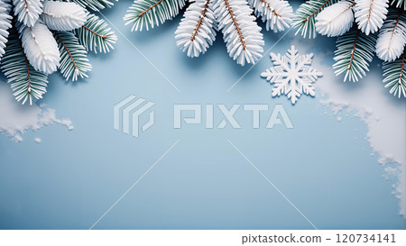 Winter background, close up of snow, The background is a light blue background. Winter background, close up of snow, The background is a light blue background. 120734141