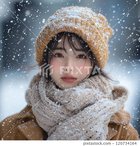 雪景和一個女人的肖像 120734164