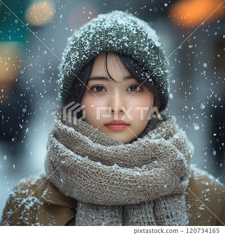 雪景和一個女人的肖像 120734165