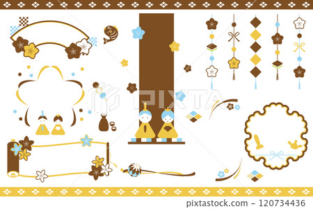 Pop Hinamatsuri frame heading title set 05 no text Pop Hinamatsuri frame heading title set 05 no text 120734436