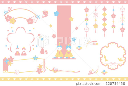 Pop Hinamatsuri frame heading title set 04 no text Pop Hinamatsuri frame heading title set 04 no text 120734438