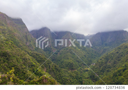Panoramic views from Miradouro dos Balcoes viewpoint in Ribeiro Frio National park in Madeira, Portugal 120734836