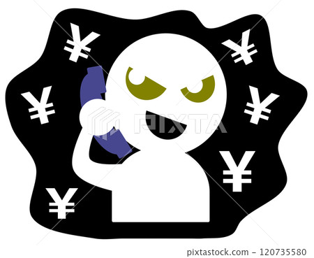 Illustration of a bad scammer committing a crime over the phone Illustration of a bad scammer committing a crime over the phone 120735580