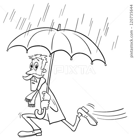 cartoon man with an umbrella fleeing the rain coloring page cartoon man with an umbrella fleeing the rain coloring page 120735644