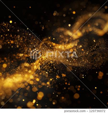 Abstract Swirling Golden Glitter on Black Background Abstract Swirling Golden Glitter on Black Background 120736072