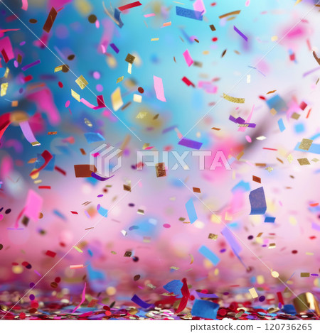 Confetti Raining Down on a Colorful Background 120736265