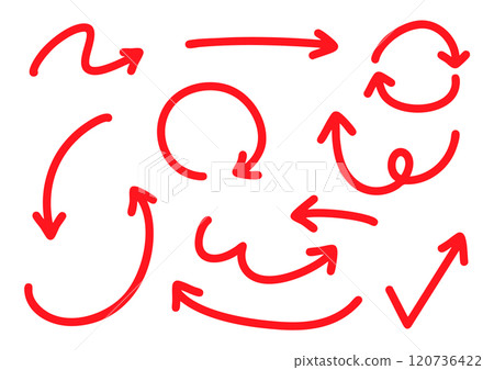 Simple pen hand-drawn arrow set vector red 120736422
