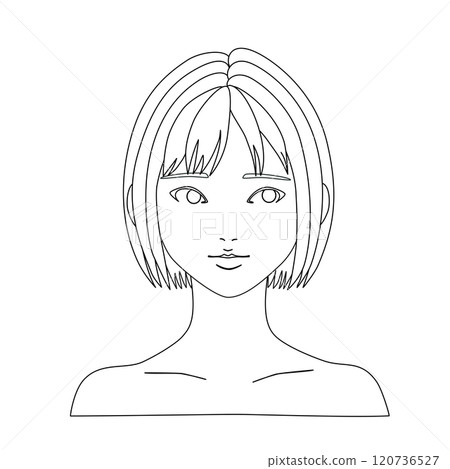 Illustration model of a hanger mannequin in monochrome of a bob cut woman looking left 120736527