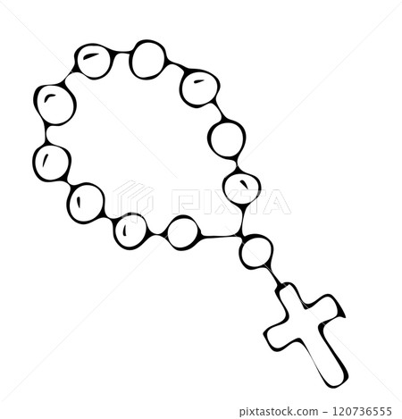 Rosary nacklace cross religion icon. Isolated and flat illustration. Vector 120736555
