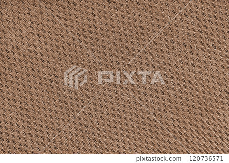 Texture of brown jacquard fabric of diagonal rough weave cloth structure macro background Texture of brown jacquard fabric of diagonal rough weave cloth structure macro background 120736571