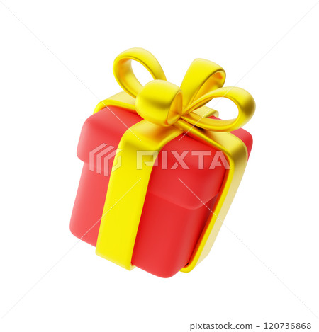3d cartoon cute bright red gift box wrapped with shiny golden ribbon, tied in neat bow on white backdrop. Element for special give away, Christmas, holiday, birthday. 3d render vector illustration. 3d cartoon cute bright red gift box wrapped with shiny golden ribbon, tied in neat bow on white backdrop. Element for special give away, Christmas, holiday, birthday. 3d render vector illustration. 120736868