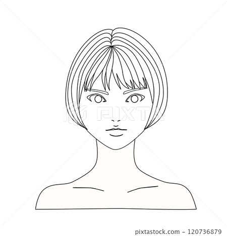 單色衣架人體模型插畫模型的短鮑伯女人憤怒地瞪著 120736879