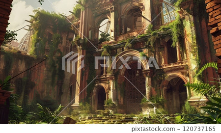 ornate courtyard reminiscent of fairy tale castles 120737165
