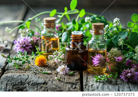 Essential Oils. essential oils and medical flowers herbs - aromatherapy, bottle, essential flowers and herbs, 120737373