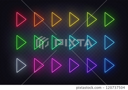 Neon Arrow Sign Set on the transparent background. Neon Arrow Sign Set on the transparent background. 120737504
