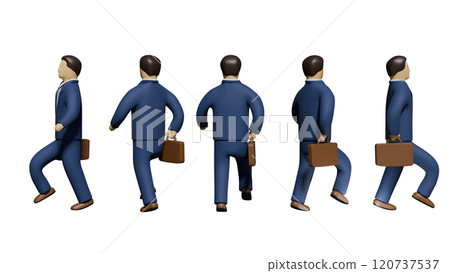 商人西裝男3D插畫素材人物背影行走 商人西裝男3D插畫素材人物背影行走 120737537