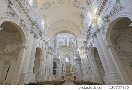 Interior of Theatine Church, a famous Italian high-Baroque style church. 120737560
