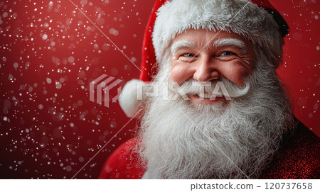 Portrait of cheerful smiling Santa Claus on red...-插圖素材 [120737658 ...