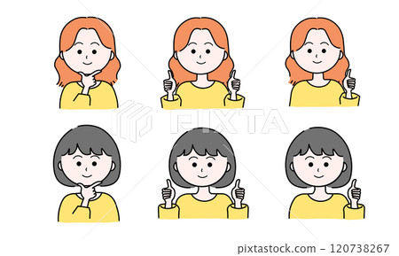 女性插畫集/好/豎起大拇指 女性插畫集/好/豎起大拇指 120738267