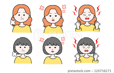 Woman illustration set / angry / frustrated / furious Woman illustration set / angry / frustrated / furious 120738271